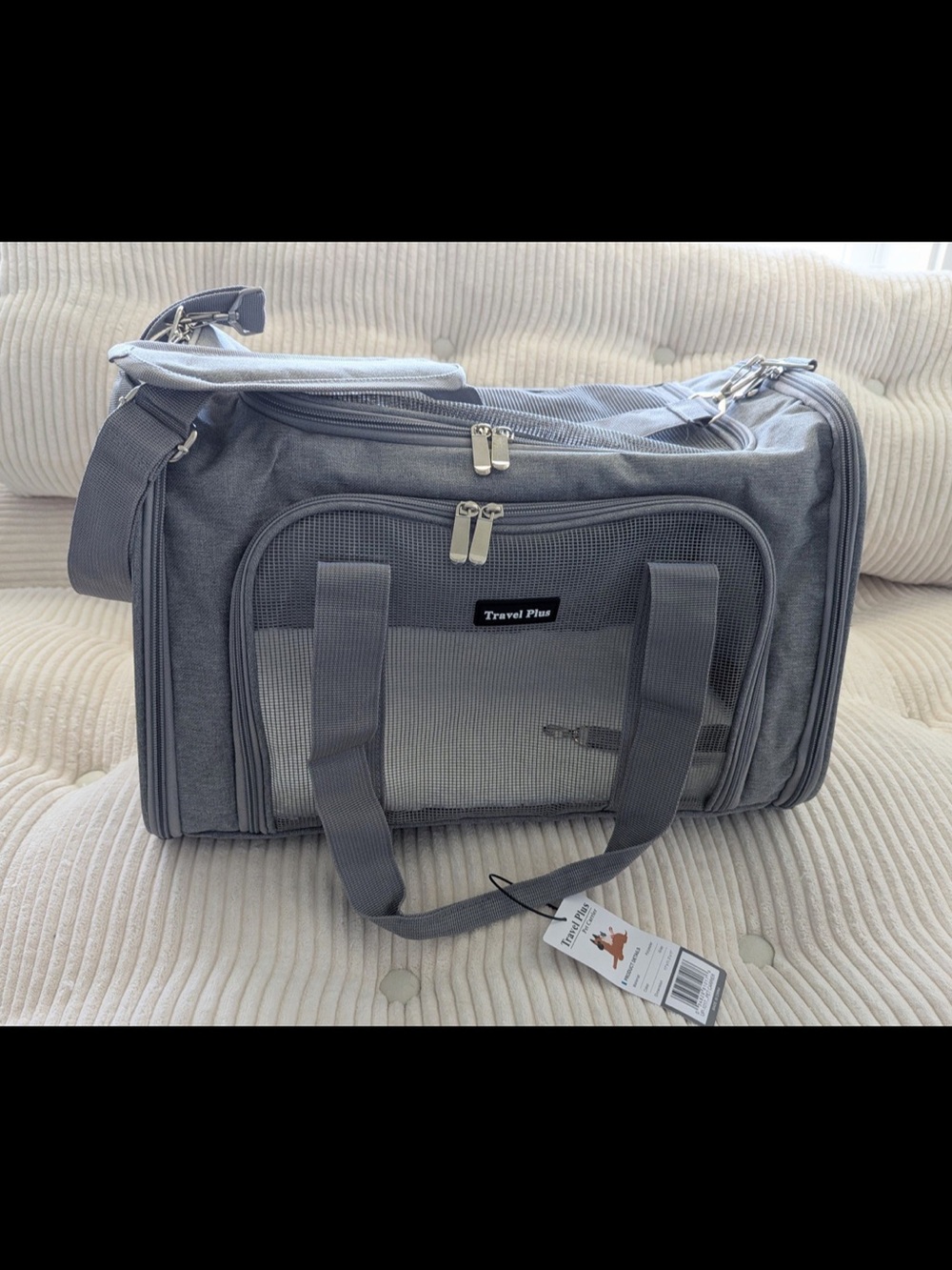Travel Plus Gray Polyester Pet Carrier